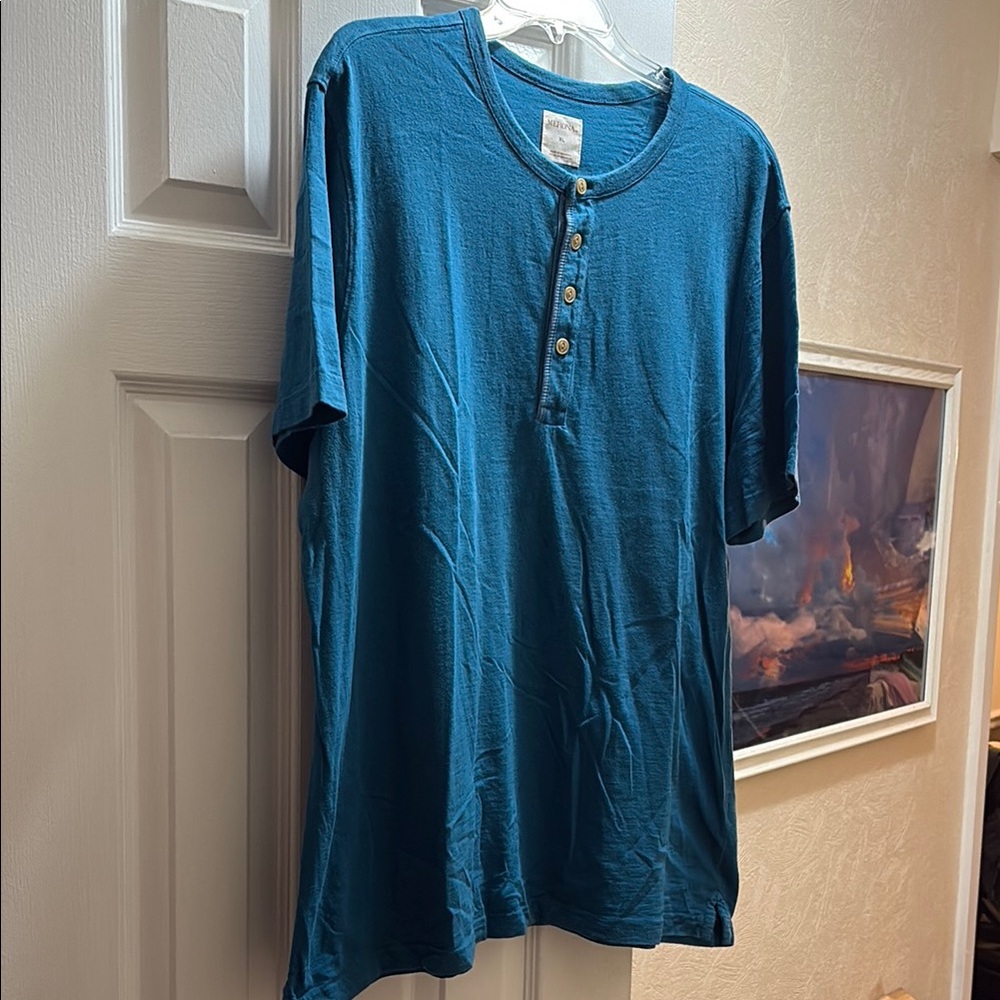 Men’s Teal Merona Henley Shirt, size XL